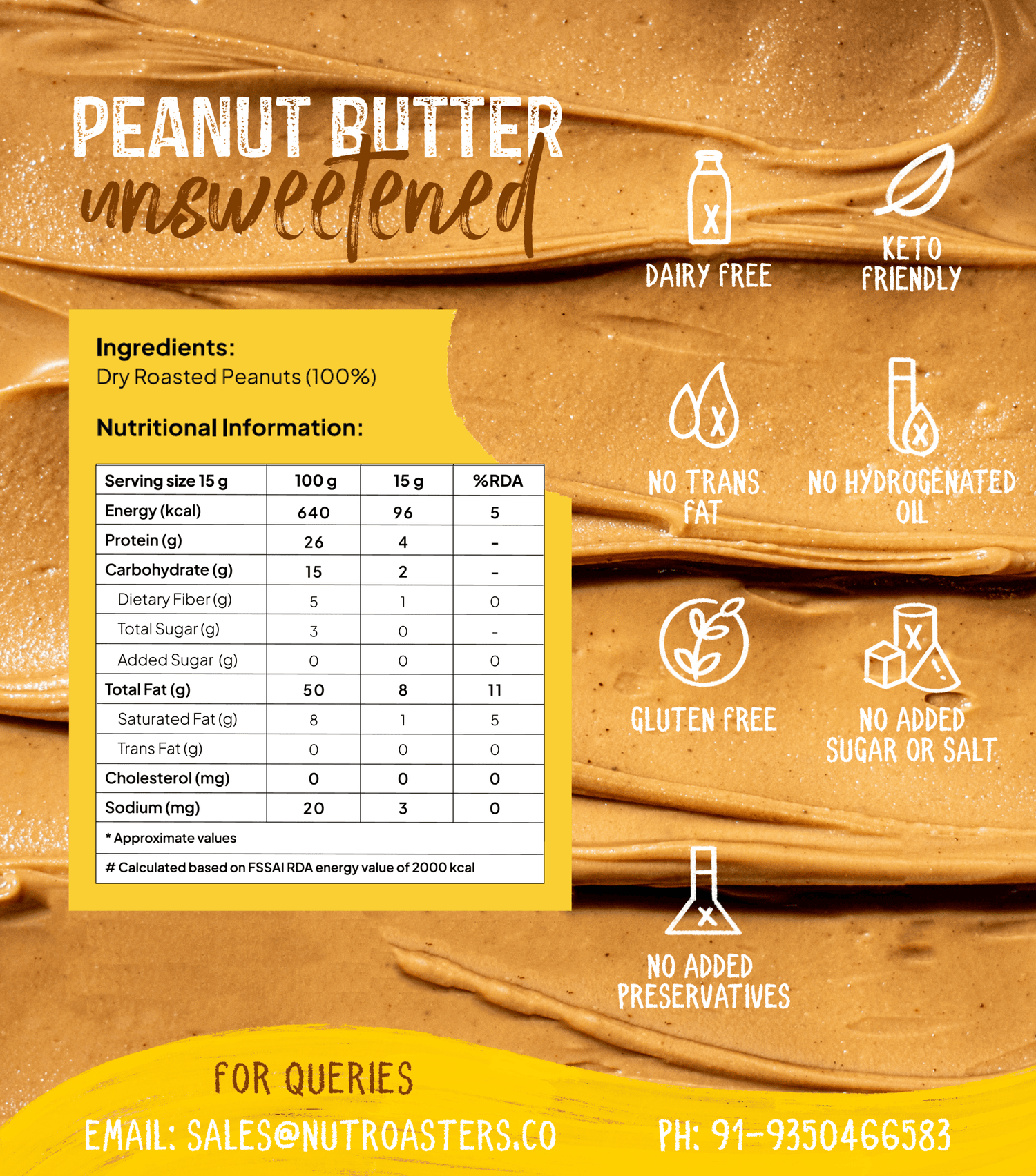 Zero Sugar Peanut Butter | Vegan & Keto Friendly | Unsweetened Peanut ...